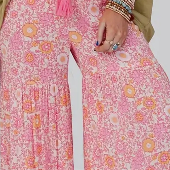 Floral Tiered Lightweight Pants Sz 3X - Picture 5 of 8